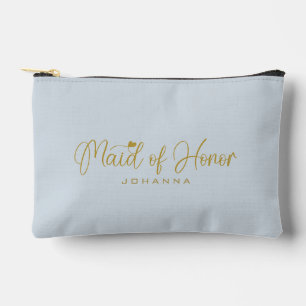 Poeder Blauw Maid of Honor Script Naam Cosmetisch Etui