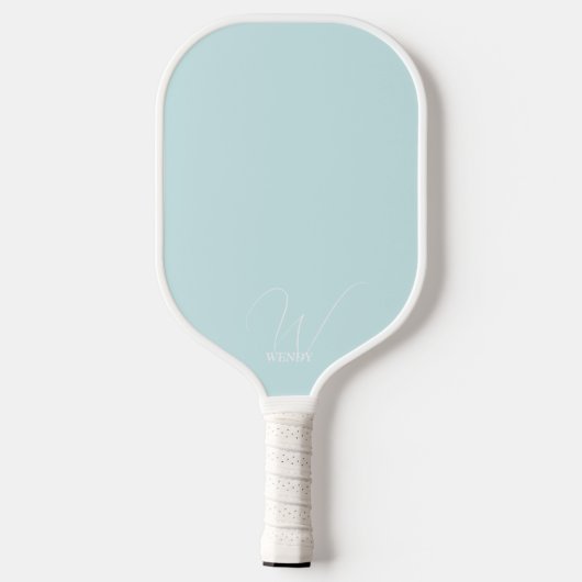 Poeder Blauw Monogram Pickleball Paddle met Naam (Achterkant)