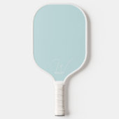 Poeder Blauw Monogram Pickleball Paddle met Naam (Voorkant)
