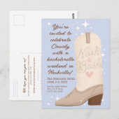 Poeder Blauw Nash Bash Cowgirl Boot Bachelorette Briefkaart (Voorkant / Achterkant)