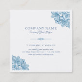 Poeder-Blauw  Tribal Mandal Corner Lijst Vierkante Visitekaartje (Achterkant)