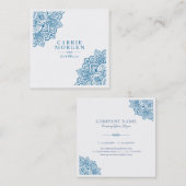 Poeder-Blauw  Tribal Mandal Corner Lijst Vierkante Visitekaartje (Voorkant / Achterkant)