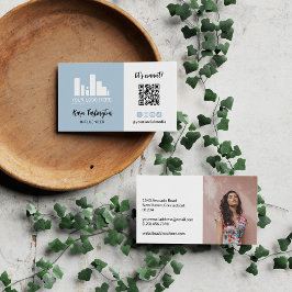 Poeder Blauw Uw Logo QR Code Foto Social Media Visitekaartje