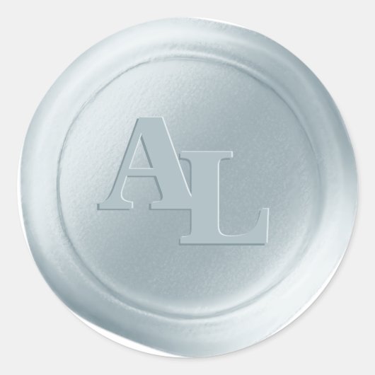 Poeder Blauw Wax Seal Monogram Bruiloft Stickers (Voorkant)