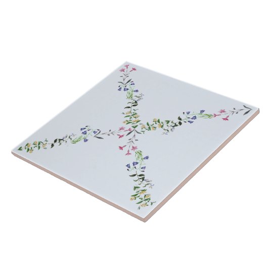 Poeder Blauw Wilde bloem Tile 6x6 Tegeltje (Zijkant)