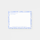 Poeder Blauw Wit Bloemen Damaskpatroon Post-it® Notes (Voorkant)