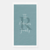 Poeder Blauw Wit Naam Monogram Papier Gastendoek Servet (Voorkant)