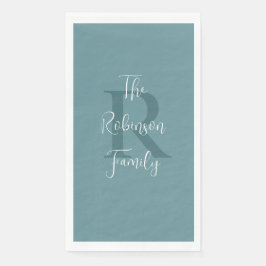 Poeder Blauw Wit Naam Monogram Papier Gastendoek Servet