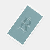 Poeder Blauw Wit Naam Monogram Papier Gastendoek Servet (Hoek)