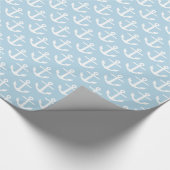 Poeder Blauw Wit Nautisch Ankerspatroon Cadeaupapier (Hoek)