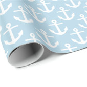 Poeder Blauw Wit Nautisch Ankerspatroon Cadeaupapier (Rol Hoek)