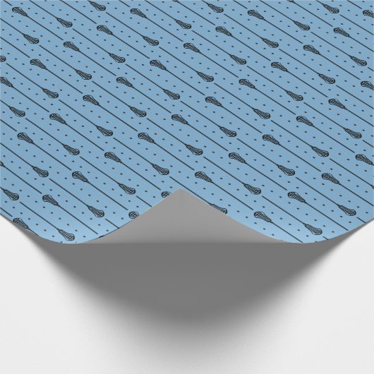Poeder Blauw Zwart Sticks en stippellijnen Patroon Cadeaupapier (Hoek)