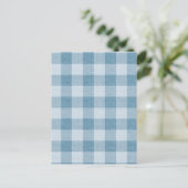 Poeder Blauwe Gingham Buffalo Geruite Linnen Textu Briefkaart (Staand voorkant)