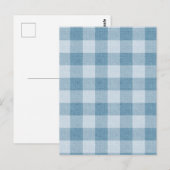 Poeder Blauwe Gingham Buffalo Geruite Linnen Textu Briefkaart (Voorkant / Achterkant)
