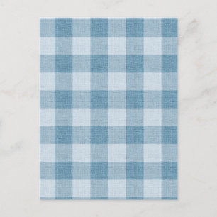 Poeder Blauwe Gingham Buffalo Geruite Linnen Textu Briefkaart