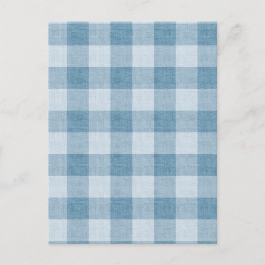 Poeder Blauwe Gingham Buffalo Geruite Linnen Textu Briefkaart (Voorkant)