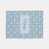 Poeder Blauwe Gingham Gans Buffalo Check Aangepast Fleece Deken (Voorkant (Horizontaal))