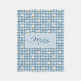 Poeder Blauwe Gingham Gans Buffalo Check Aangepast Fleece Deken
