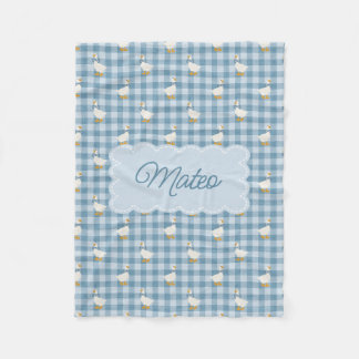 Poeder Blauwe Gingham Gans Buffalo Check Aangepast Fleece Deken