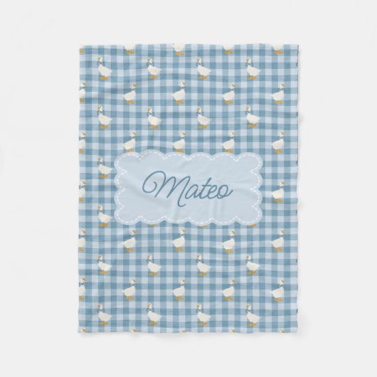 Poeder Blauwe Gingham Gans Buffalo Check Aangepast Fleece Deken (Voorkant)
