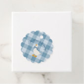 Poeder Blauwe Gingham Gans Het Nest Groeit Bedankjes Labels (In situ)
