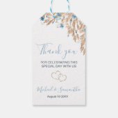 Poeder Blauwe Landvelden Bruiloft Cadeaulabel (Achterkant)