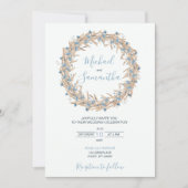 Poeder Blauwe Landvelden Bruiloft Kaart (Voorkant)