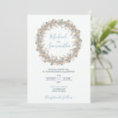 Poeder Blauwe Landvelden Bruiloft Kaart (Staand voorkant)