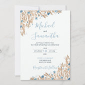 Poeder Blauwe Landvelden Bruiloft Kaart (Voorkant)