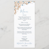 Poeder Blauwe Landvelden Bruiloft Menu (Voorkant)