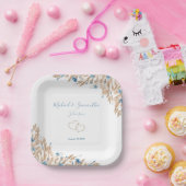 Poeder Blauwe Landvelden Bruiloft Papieren Bordje (Feest)