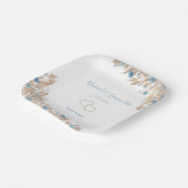 Poeder Blauwe Landvelden Bruiloft Papieren Bordje (Gebogen)