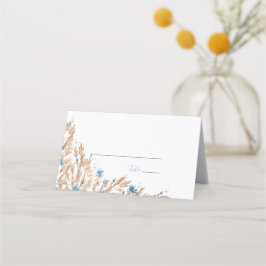 Poeder Blauwe Landvelden Bruiloft Plaatskaartje