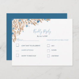 Poeder Blauwe Landvelden Bruiloft RSVP Kaartje