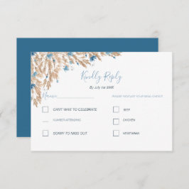 Poeder Blauwe Landvelden Bruiloft RSVP Kaartje