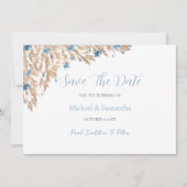 Poeder Blauwe Landvelden Bruiloft Save The Date (Voorkant)