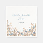 Poeder Blauwe Landvelden Bruiloft Servet (Voorkant)