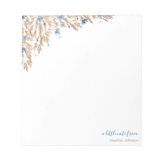 Poeder Blauwe Maïs Bloem Velden Custom Notitieblok (Voorkant)