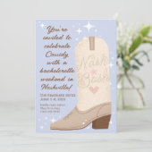 Poeder Blauwe Nash Bash Cowgirl Laars Vrijgezellen Kaart (Staand voorkant)