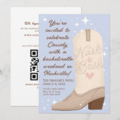 Poeder Blauwe Nash Bash Cowgirl Laars Vrijgezellen Kaart (Voorkant / Achterkant)