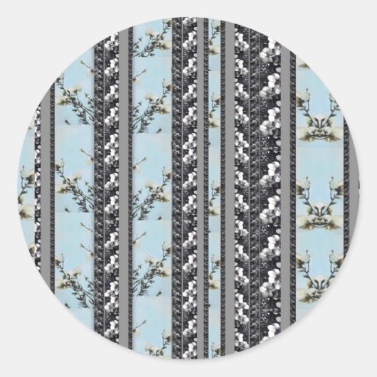 Poeder Blauwe Poppies strepen Stickers (Voorkant)