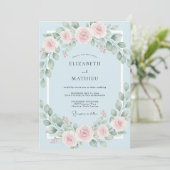 Poeder Blush Krans Bruiloft Kaart (Staand voorkant)