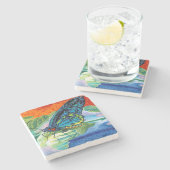 Poeder-Butterfly II Stenen Onderzetter (Zijkant)