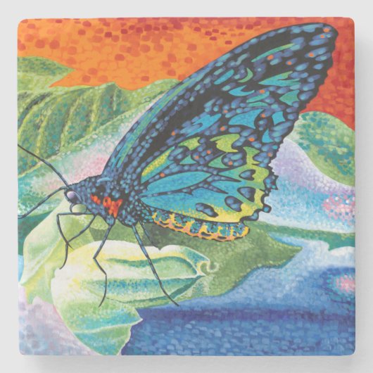 Poeder-Butterfly II Stenen Onderzetter (Voorkant)