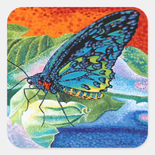 Poeder-Butterfly II Vierkante Sticker (Voorkant)