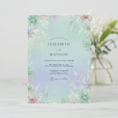 Poeder Celadon Wisteria Bruiloft Kaart (Staand voorkant)