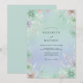 Poeder Celadon Wisteria Bruiloft Kaart (Voorkant / Achterkant)