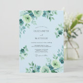 Poeder Mint Loof Eucalyptus Bruiloft Kaart (Staand voorkant)