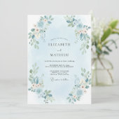 Poeder Perzik Loof Eucalyptus Bruiloft Kaart (Staand voorkant)
