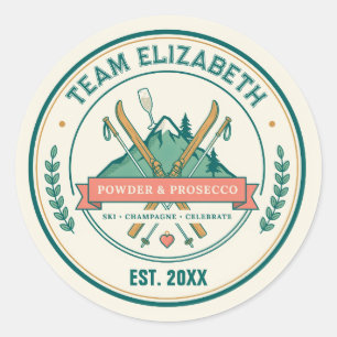 Poeder & Prosecco Ski Club Meisjesweekend Ronde Sticker